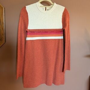 Free People Women’s Fall 70s Vibe Colorblock Sweater Mini Dress size XS preowned